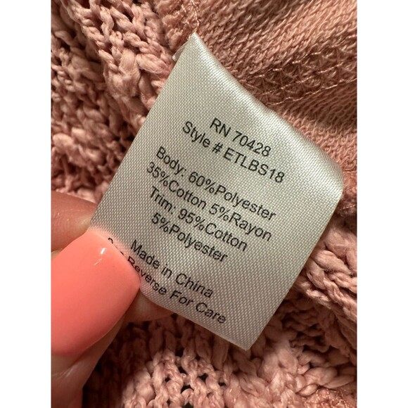 Evy's Tree Elevated Hoodie Cardigan Pink Women’s L Tunic Hooded Mixed Media EUC - Picture 7 of 8